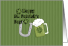 Happy St. Patrick’s Day, Green Beer & Shamrocks card