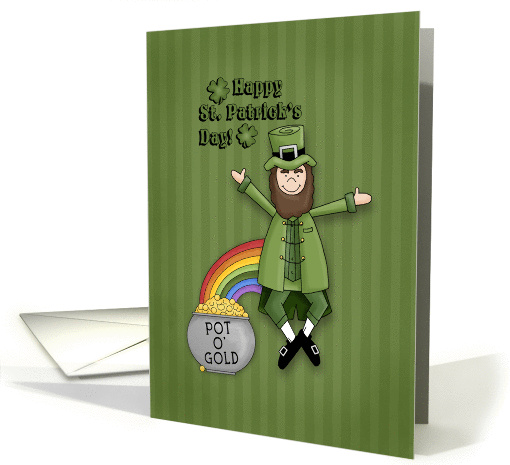 Happy St. Patrick's Day, Leprechaun & Pot O' Gold card (748546)