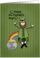Happy St. Patrick’s Day, Leprechaun & Pot O’ Gold card