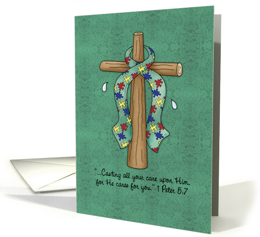 Autism Awareness Ribbon and Cross card (843515)