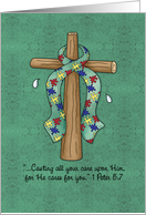 Autism Awareness Ribbon and Cross card