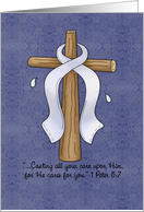 Prostate Cancer Awareness Ribbon and Cross card