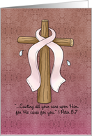 Breast Cancer Awareness Ribbon and Cross card