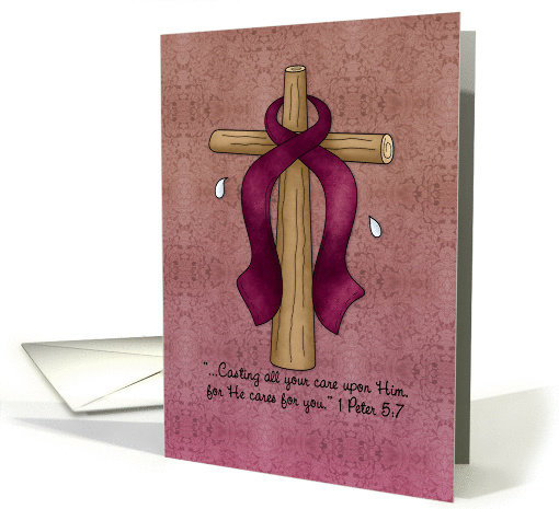 Burgundy Awareness Ribbon and Cross card (843540)