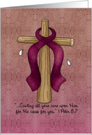 Burgundy Awareness Ribbon and Cross card