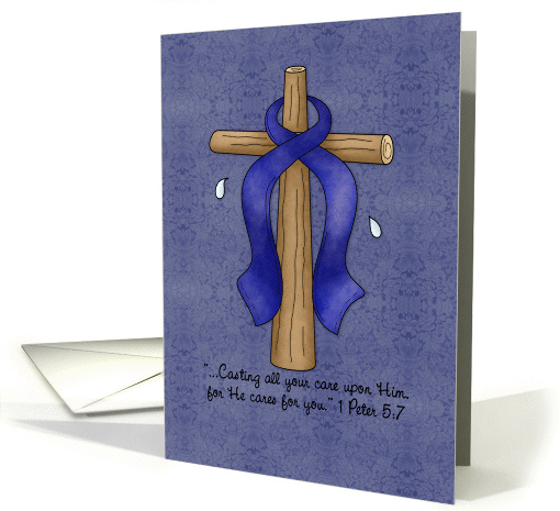 Colon Cancer Awareness Ribbon and Cross card (843560)
