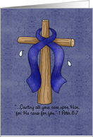 Colon Cancer Awareness Ribbon and Cross card