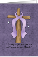 Stomach Cancer Awareness Ribbon and Cross card