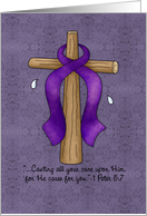 Purple Awareness Ribbon and Cross card