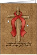 HIV / AIDS Awareness Ribbon and Cross card