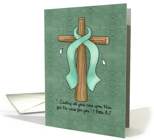 Ovarian Cancer Awareness Ribbon and Cross card (843618)