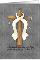 Lung Cancer Awareness Ribbon and Cross card