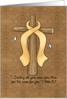Endometriosis Awareness Ribbon and Cross card