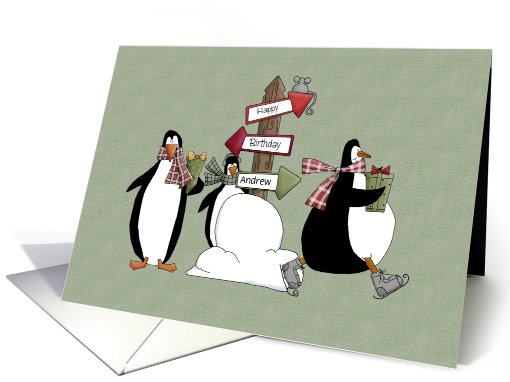 Birthday - Penguins - Husband Custom Name card (910686)