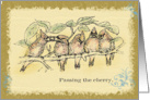 Passing the Cherry Cardinals on a branch blank note card