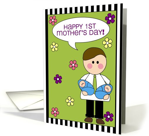 happy 1st mother's day from daddy - boy twins w/ daddy card (607638)