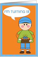 i’m turning 5 - boy birthday invitation card