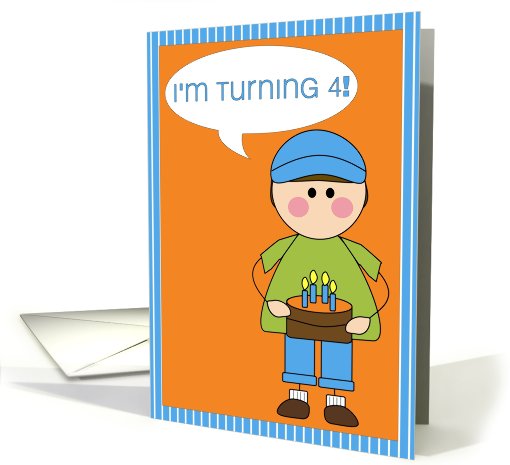 i'm turning 4 - boy birthday invitation card (607645)