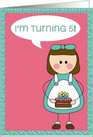 i’m turning 5 - girl birthday invitation card