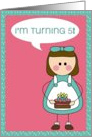 i’m turning 5 - girl birthday invitation card