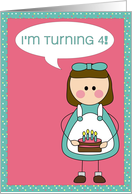 i’m turning 4 - girl birthday invitation card