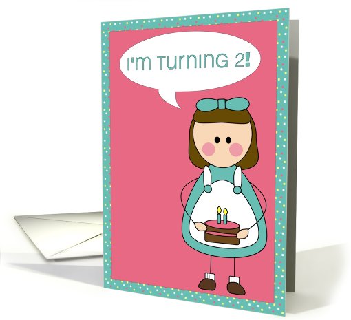 i'm turning 2 - girl birthday invitation card (607656)