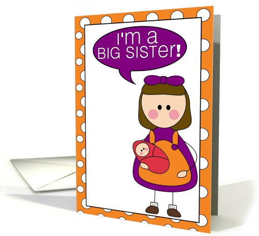 i'm a big sister - baby girl announcement card (607791)