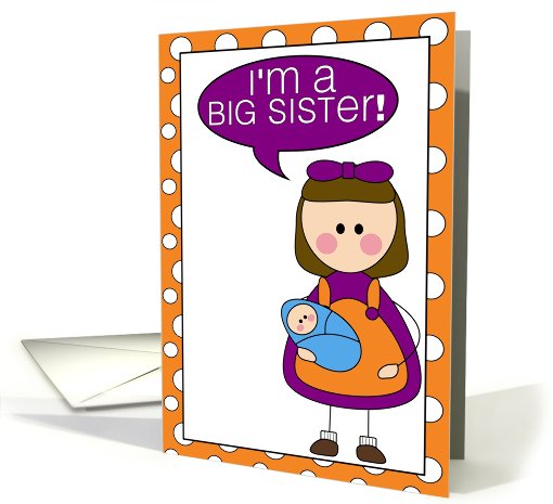 i'm a big sister - baby boy announcement card (607804)
