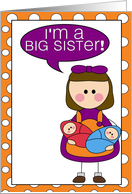 i’m a big sister - baby twins boy/girl announcement card