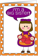 i’m a big sister - baby girl twins announcement card