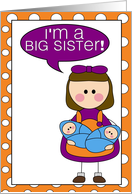 i’m a big sister - baby boy twins announcement card