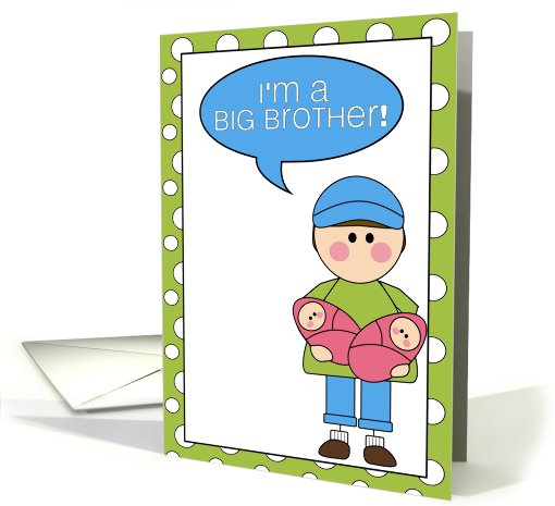 i'm a big brother - baby girl twins announcement card (607841)