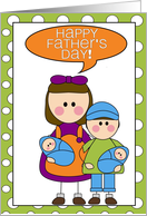 happy father’s day - from daughter, son & baby boy twins card