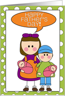 happy father’s day - from daughter, son & baby girl twins card