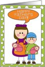 happy father’s day - from daughter, son & baby girl twins card