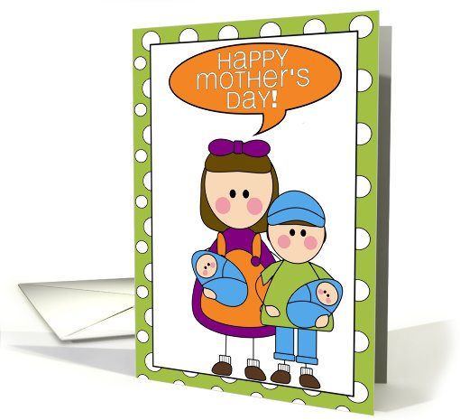 happy mother's day - from daughter, son & baby twin boys card (607893)
