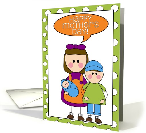 happy mother's day - from daughter, son & baby boy card (607895)
