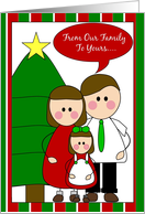holidays - from our family to yours....(family of three - girl) card