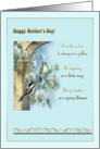 Mother’s day card for Mom, chickadees, antique pillar and wild roses card