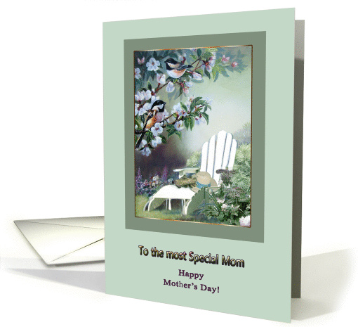Mother's day, to a special mom, garden scene, chickadees... (1429802)
