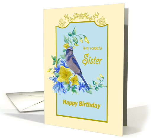 Birthday sister, message from a blue bird card (469090)