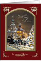 Christmas for mentor, Church with horse and buggy card