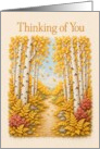 Thinking of You Autumn Birch Forest Path card