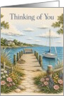 Thinking of You Coastal Pier and Sailboat card