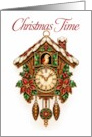 Christmas Cuckoo Clock Poinsettia Ornament card