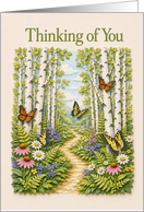 Thinking of You Birch Forest Filled with Butterflies