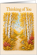 Thinking of You Autumn Birch Forest Path