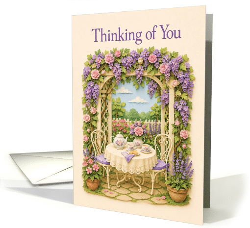 Thinking of You Garden Tea Table Beneath Wisteria Arbor card (1993958)