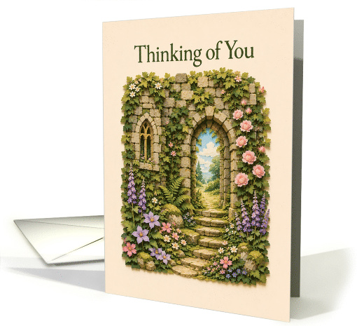 Thinking of You Garden Ruin Stone Archway card (1994008)