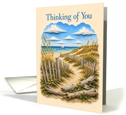 Thinking of You Beach Dunes and Sailboat card (1995646)